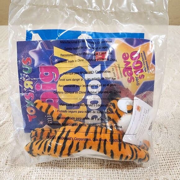 NIP - 2001 McDonalds Happy Meal Toy: ToysRUs Animal Alley SABLE TIGER CAT #4 - Picture 3 of 5